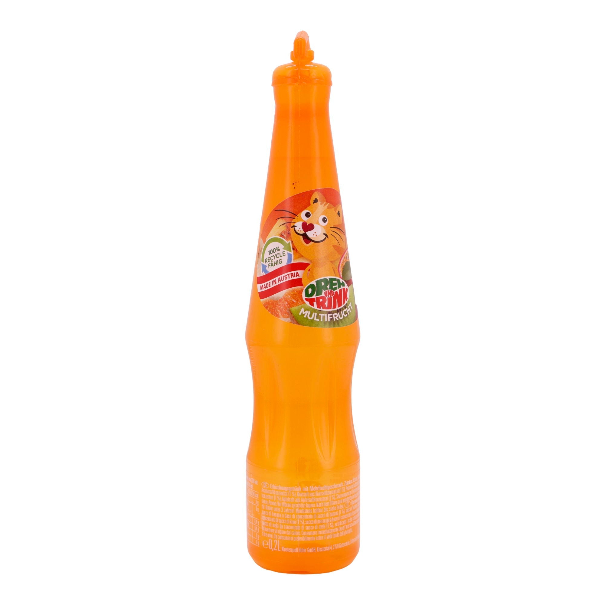 Kindergetränk Dreh und Trink | Multifrucht | Mit 7 Fruchtsäften | 200 ml | Vegan & BPA-frei Dreh & Trink